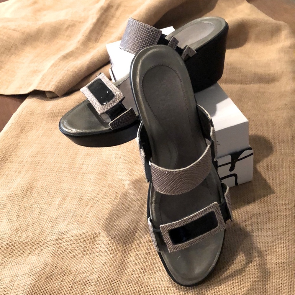 NAOT Black Grey Silver Platform Sandals